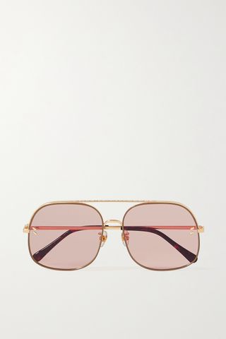 Stella McCartney + Aviator-Style Gold-Tone Sunglasses
