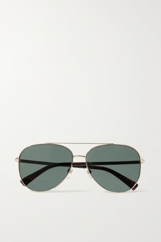 Valentino + Valentino Garavani Aviator-Style Gold-Tone Sunglasses