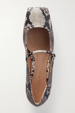 Gianvito Rossi + Borneo Snake-Effect Leather Mary Jane Flats