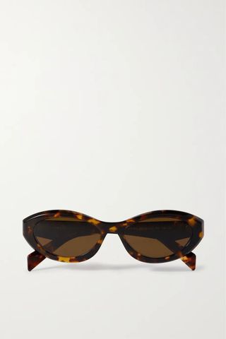 Prada Eyewear + Oval-Frame Tortoiseshell Acetate Sunglasses