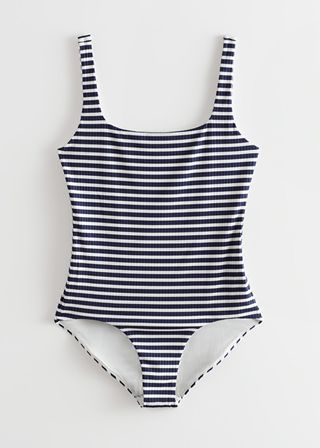 & Other Stories + Striped Jacquard Swimsuit