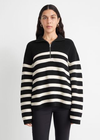 & Other Stories + Striped Half-Zip Sweater