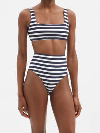 Heidi Klein + Monterey Square-Neck Striped Bikini Top