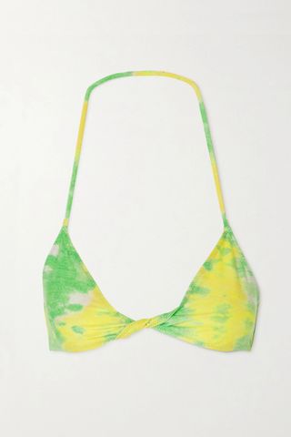 Ganni + + Net Sustain Twist-Front Printed Recycled Bikini Top