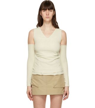 Andersson Bell + Off-White Cut-Off Drape Long Sleeve T-Shirt