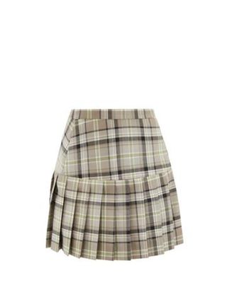 Vivienne Westwood + Pleated Tartan Wool-Twill Mini Skirt