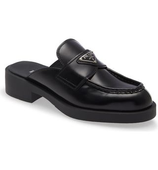 Prada + Logo Platform Loafer Mule