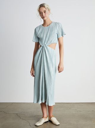 Who What Wear Collection + Drew Cutout Twist Midi Dress in Light Blue