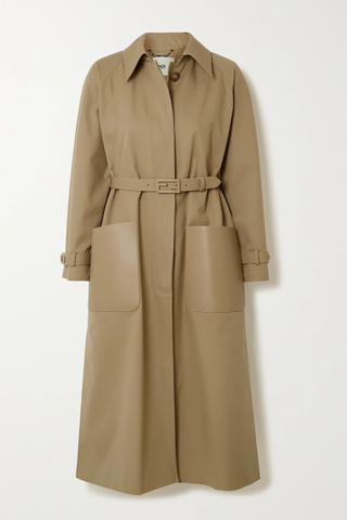 Fendi + Belted Leather-Trimmed Twill Trench Coat