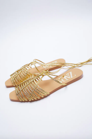 Zara + Woven Flat Sandals