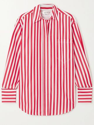 Victoria Beckham + Oversized Striped Cotton-Poplin Shirt