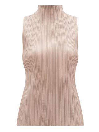 Pleats Please Issey Miyake + Stand-Neck Technical-Pleated Top