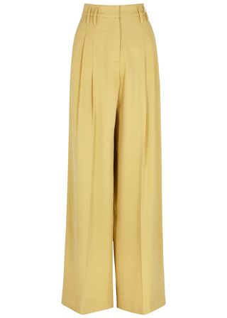 Racil + Maxime Yellow Wide-Leg Stretch-Wool Trousers