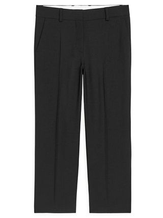 Arket + Cropped Wool Blend Twill Trousers