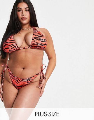 Collusion + Recycled Triangle Bikini Top & Briefs in Tiger Print