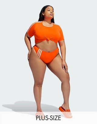 Adidas x Ivy Park + Cut Out Knot Swim Suit in Orange