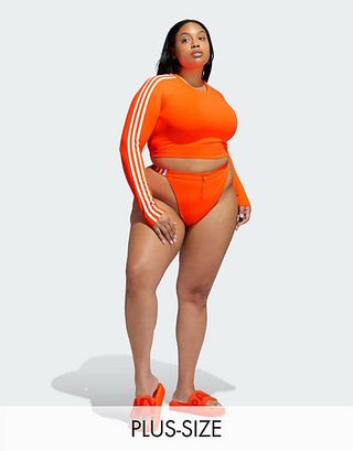 Adidas x Ivy Park + Bikini Bottoms With Popper Detail in Orange