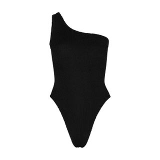 Hunza G + Nancy One-Shoulder Seersucker Swimsuit