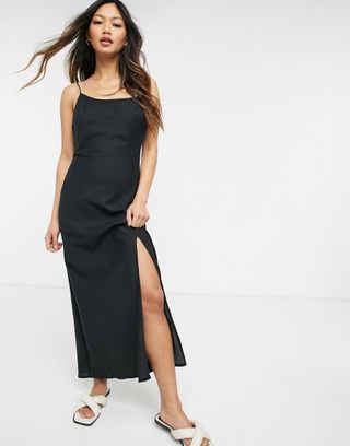 ASOS Design + Linen Cami Maxi Dress in Black