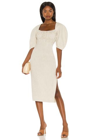 Song of Style + Monet Midi Dress in Beige