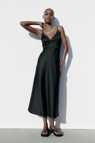 Zara + Satin Lingerie Style Dress