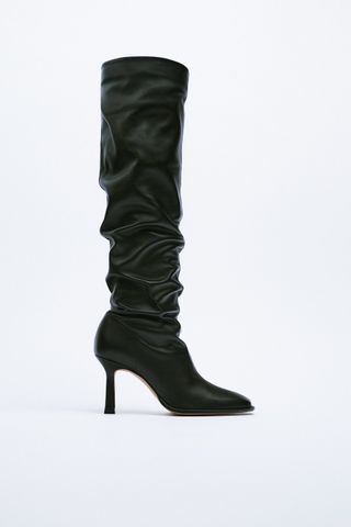 Zara + Tall Heeled Leather Boots