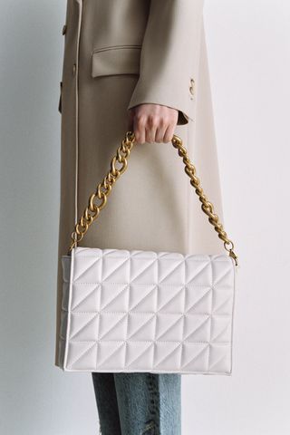 Zara + Quilted Chain Strap Shoulder Bag