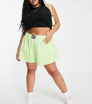 Nike + Washed High Rise Shorts in Neon Green