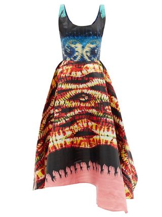 Lisa Folawiyo + Jire Asymmetric Adire-Print Cotton Dress