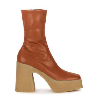 Stella McCartney + 115 Orange Faux Leather Platform Ankle Boots