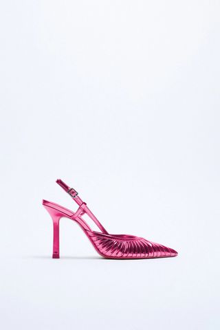 Zara + Metallic Slingback Heels