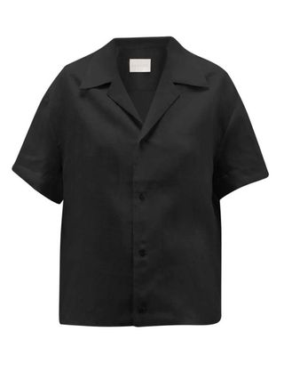 Asceno + Prague Black Linen Shirt