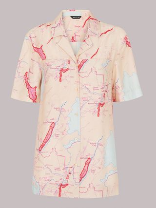 Whistles + Map Print Silk Mix Shirt