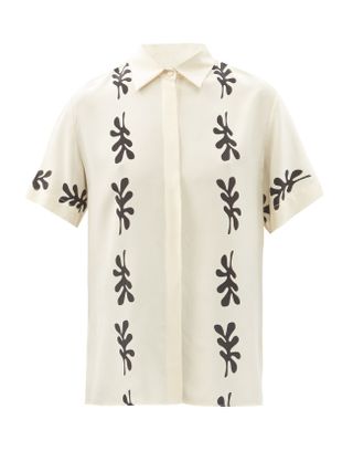 Matteau + Fig Leaf-Print Silk Crepe Short-Sleeved Shirt