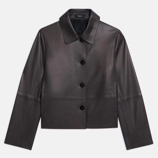 Theory + Cropped Piazza Coat in Leather