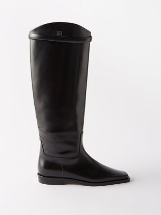 Toteme + Square-Toe Leather Knee-High Boots