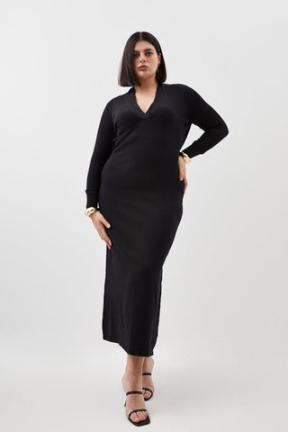 Karen Millen + Plus Size Viscose Knit Midaxi Dress