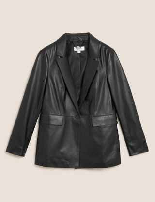 Marks and Spencer + Leather Single Breasted Blazer