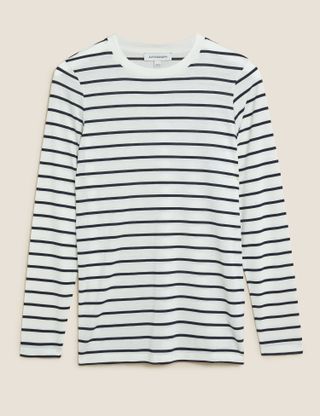 Marks and Spencer + Pure Tencel Striped Long Sleeve Top
