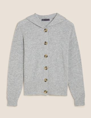 Marks and Spencer + Soft Touch Ribbed Hooded Cardigan