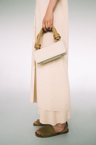 Zara + Rectangular Handbag With Rope Handle
