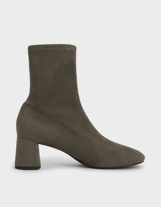 Charles & Keith + Textured Sculptural Heel Ankle Boots