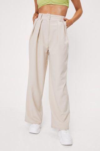 Nasty Gal + Pleated High Waisted Wide Leg Pants