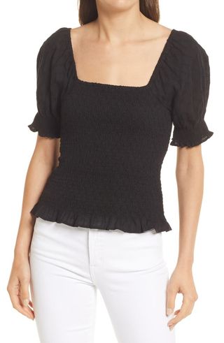 Madewell + Lucie Puff-Sleeve Smocked Bodice Top