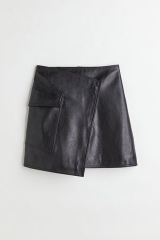 H&M + Wrapover Leather Skirt