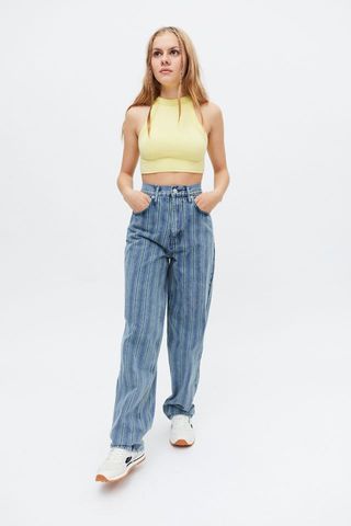 BDG + High-Waisted Baggy Jean in Striped Acid Wash
