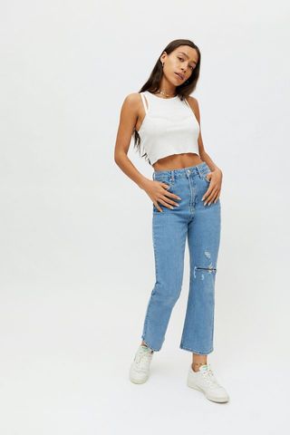 BDG + High-Waisted Kick Flare Jean in Distressed Light Wash