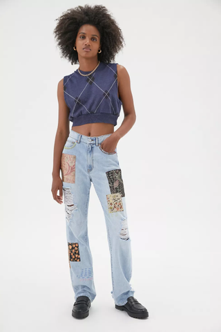 BDG + High-Waisted Cowboy Jean in Printed Patchwork