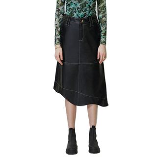 Ganni + Leather Asymmetrical Skirt