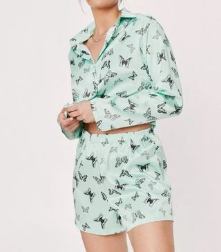 Nasty Gal + Butterfly Shirt and Shorts Pajama Set